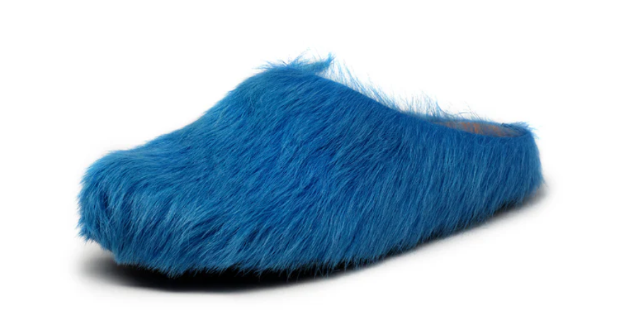 marnii fur slippers blue