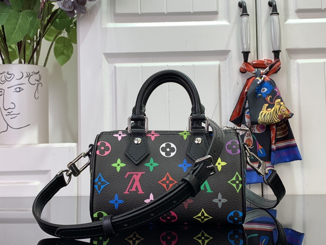 Louis Vuitton x Takashi Murakami Nano Speedy Black Multicolored 16x11x9cm