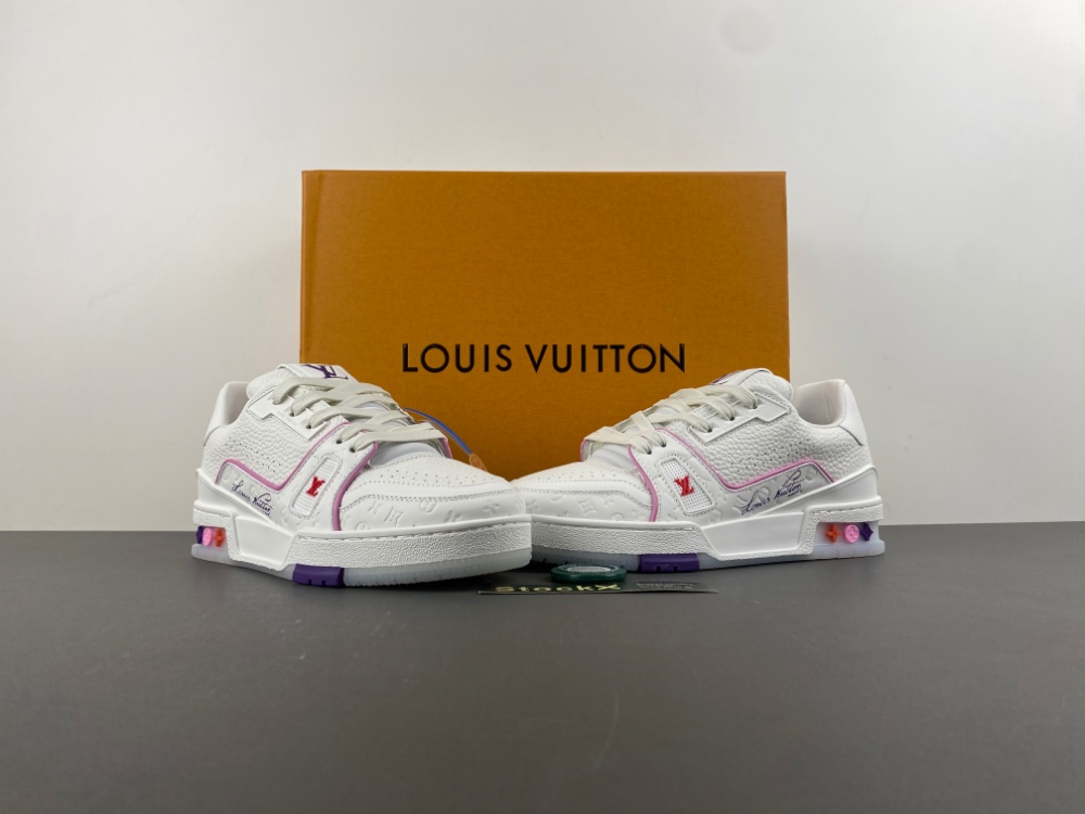 Louis Vuitton LV trainer white and pink