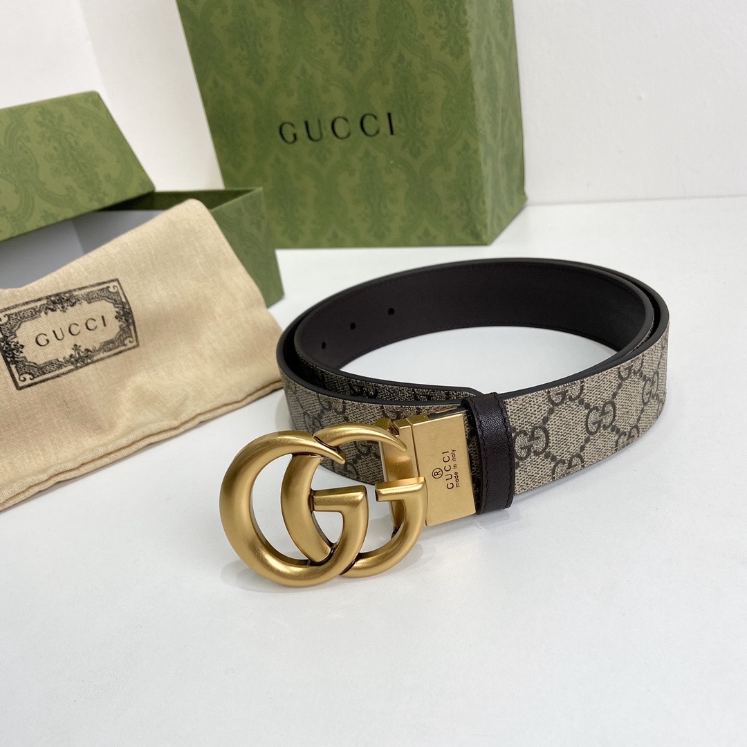 Gucci GG Marmont reversible belt 659416 brown leather