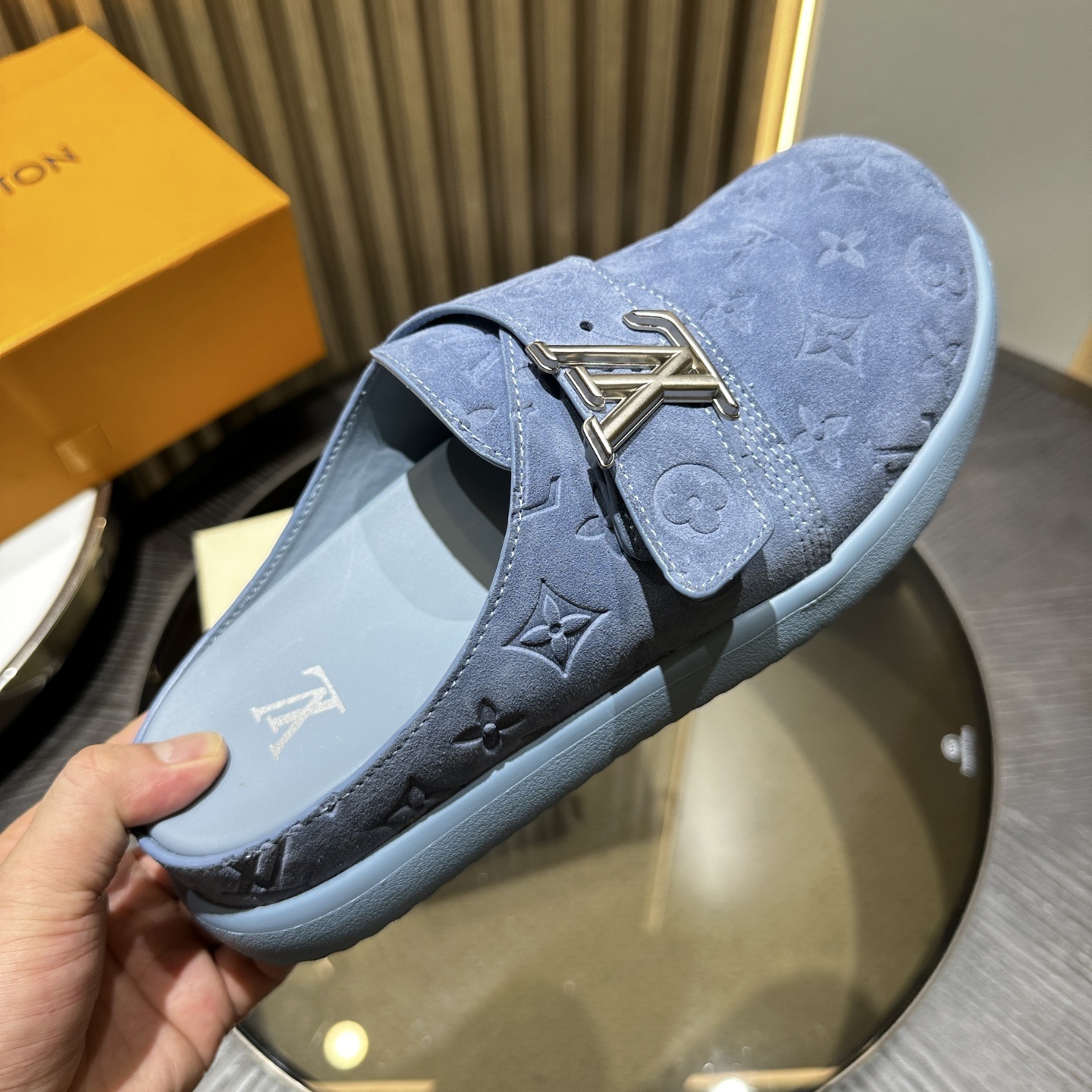 LV Easy blue sandals slides 02