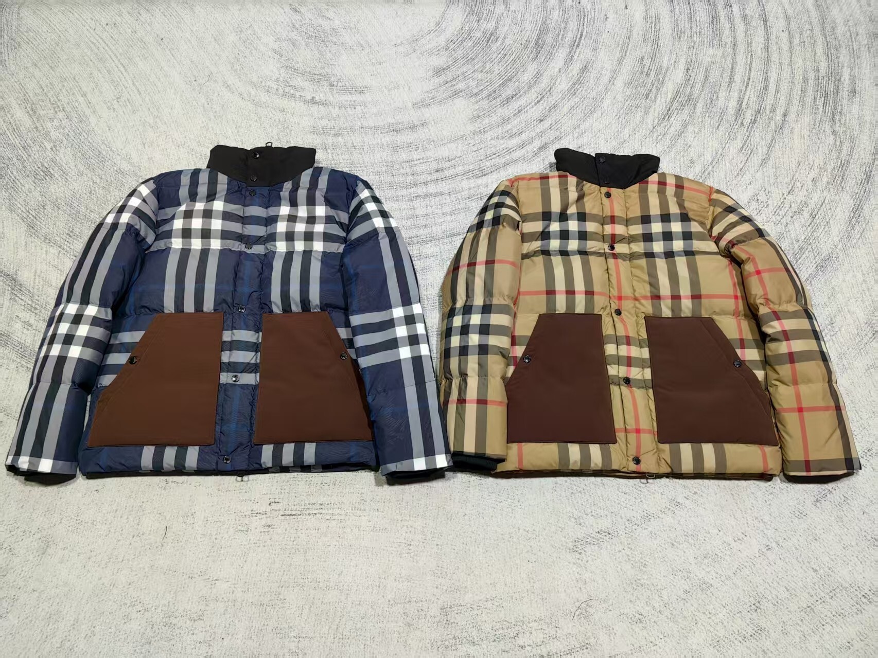 burberry Classic check contrast color large pocket down jacket